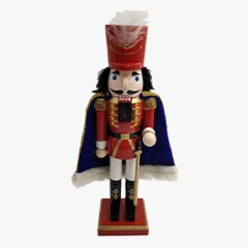 red nutcracker with navy cape